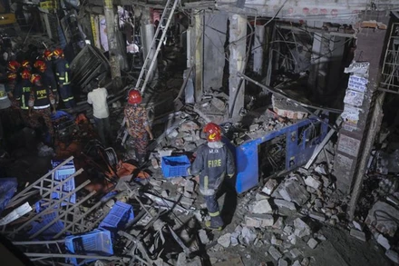 Hiện trường vụ nổ. (Ảnh: AP)