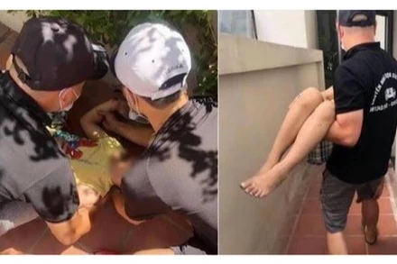 Cháu bé rơi từ tầng 5 chung cư K Park xuống dưới bị gãy tay.