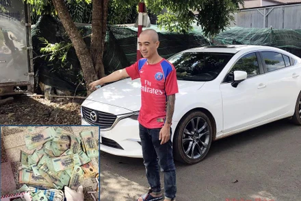 Đối tượng Vũ cùng tang vật vụ trộm.