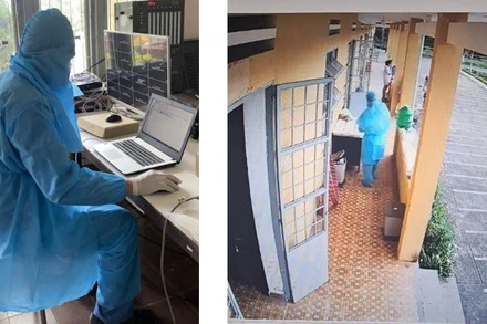 VNPT Lâm Đồng triển khi lắp đặt và kết nối camera giám sát tại các khu cách ly.