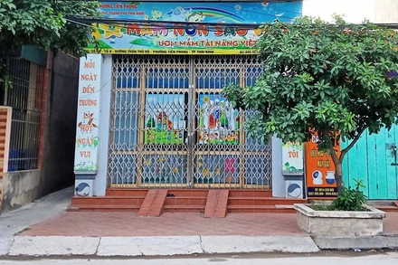 Lớp mầm non độc lập Sao Việt, số 56 đường Trần Thủ Độ, TP Thái Bình. (Ảnh chụp lúc 16 giờ ngày 30-6)