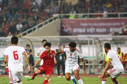 Tuyển Việt Nam sẽ đối đầu UAE vào ngày 15-6. (Ảnh: HIỂN NGHUYỄN/Vietnam+)