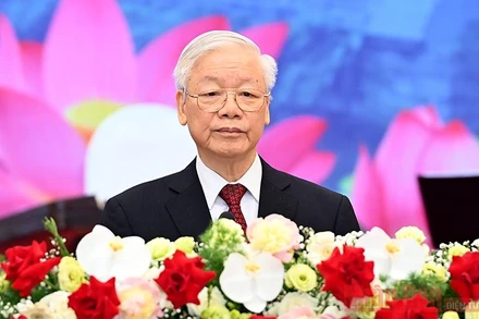 Tổng Bí thư Nguyễn Phú Trọng đọc diễn văn chào mừng (Ảnh: Đăng Khoa).