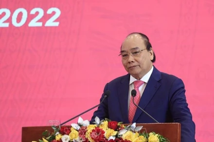 Chủ tịch nước Nguyễn Xuân Phúc phát biểu. (Ảnh: Thống Nhất/TTXVN)