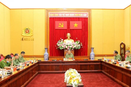 Bộ trưởng Tô Lâm chủ trì buổi làm việc. Ảnh: bocongan.gov.vn