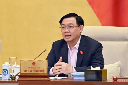 Chủ tịch Quốc hội Vương Đình Huệ phát biểu ý kiến tại phiên họp. (Ảnh: DUY LINH)