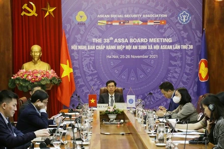 Lãnh đạo Bảo hiểm xã hội Việt Nam dự Hội nghị Ban Chấp hành Hiệp hội An sinh xã hội ASEAN lần thứ 38 theo hình thức trực tuyến vào tháng 11/2021 (Ảnh minh họa: VSS).