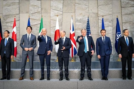 Các nhà lãnh đạo G7 tham dự Hội nghị thượng đỉnh Tổ chức Hiệp ước Bắc Đại Tây Dương (NATO) tại Brussels, Bỉ ngày 24/3/2022. (Ảnh tư liệu: AFP/TTXVN)