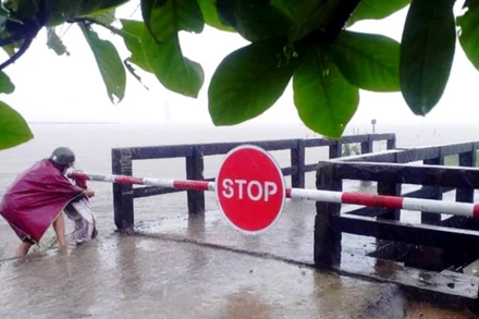 Tại khu vực vùng hạ lưu sông Ô Lâu, mưa lớn trong những ngày qua khiến nước sông dâng cao, nhiều tuyến đường ngập nặng. (ảnh: Trần Nam)