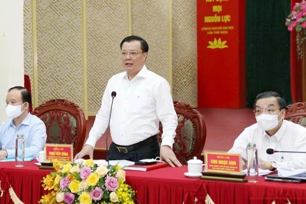 Bí thư Thành ủy Hà Nội phát biểu kết luận buổi làm việc với Huyện ủy Mỹ Đức ngày 19/4.