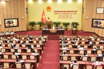Quang cảnh kỳ họp thứ tư, HĐND thành phố Hà Nội khóa 16.  (Ảnh: Duy Linh)
