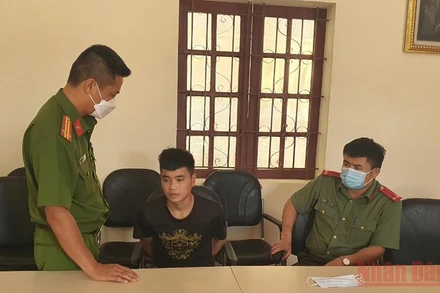 Đối tượng Lò Văn Cường tại cơ quan Công an.