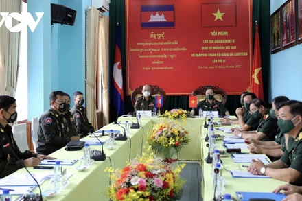 Hội nghị liên tịch lần thứ 22 giữa Quân khu 5 (Quân đội Nhân dân Việt Nam) với Quân khu 1 (Quân đội Hoàng gia Campuchia). (Ảnh: VOV)