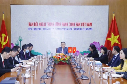 Quang cảnh hội đàm trực tuyến. (Nguồn: TTXVN)