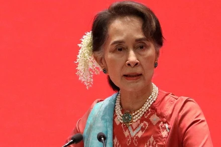 Bà Aung San Suu Kyi, khi giữ chức Cố vấn nhà nước Myanmar, dự 1 hội nghị ở Naypyitaw, Myanmar, ngày 28/1/2019. (Ảnh: Reuters)