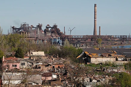 Toàn cảnh nhà máy thép Azovstal tại thành phố Mariupol, Ukraine, ngày 28/4. (Ảnh: Reuters)