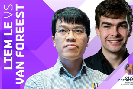 Lê Quang Liêm giành chiến thắng qua loạt tie-break cờ chớp trước Van Foreest. (Ảnh: Chess24)