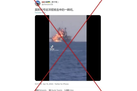 Ảnh chụp màn hình một bài đăng trên Twitter đưa tin không chính xác về đoạn video.