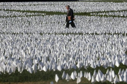 Khu tưởng niệm những người đã tử vong vì Covid-19 ở Washington, Mỹ. (Ảnh: Reuters)