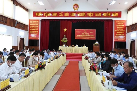 Quang cảnh Hội nghị về giám sát 5 năm thực hiện Nghị quyết số 31/2016/QH14 của Quốc hội về việc dừng thực hiện chủ trương đầu tư Dự án điện hạt nhân Ninh Thuận (2016-2021).