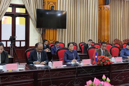 Phó Chủ tịch nước Cộng hòa dân chủ nhân dân Lào Pany Yathotou phát biểu tại buổi làm việc.