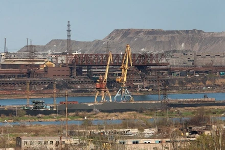 Quang cảnh nhà máy thép Azovstal ở thành phố cảng Mariupol, Ukraine, ngày 22/4/2022. (Ảnh: Reuters)