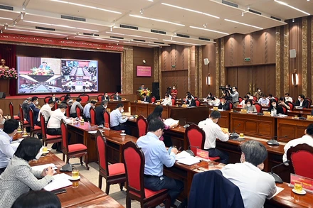 Quang cảnh hội nghị chuyên đề Ban Chấp hành Đảng bộ thành phố Hà Nội khóa XVII. (Ảnh: Duy Linh)