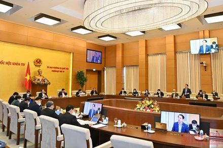 Phiên họp thứ 10 của Ủy ban Thường vụ Quốc hội cho ý kiến về dự kiến Chương trình giám sát của Quốc hội, Ủy ban Thường vụ Quốc hội năm 2023. (Ảnh: Duy Linh)