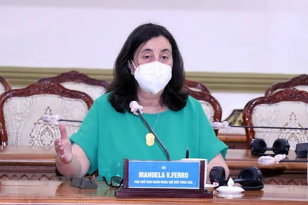 Bà Manuel V.Ferro, Phó Chủ tịch World Bank phát biểu tại buổi tiếp. (Ảnh: Xuân Khu/TTXVN)