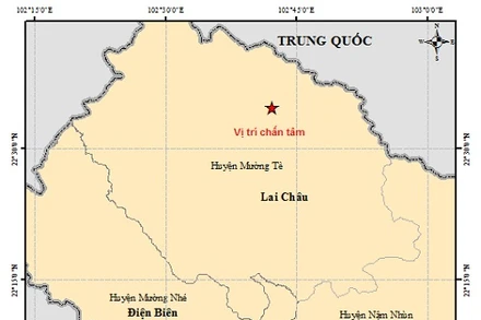 Bản đồ chấn tâm động đất. Nguồn: Viện Vật lý địa cầu.