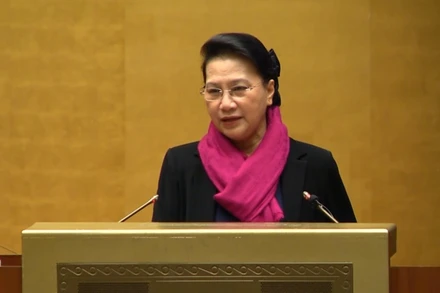 Chủ tịch Quốc hội Nguyễn Thị Kim Ngân phát biểu ý kiến tại Hội nghị.