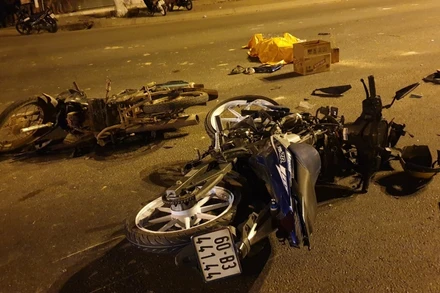 Hiện trường vụ tai nạn giao thông.