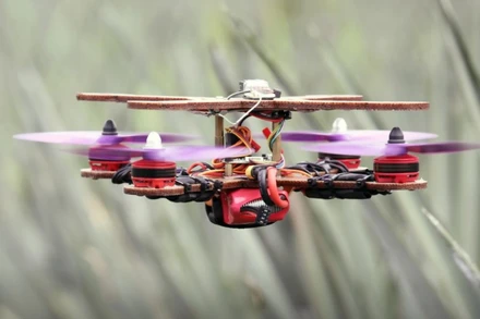 Máy bay không người lái có khung được làm từ thân cây dứa đang bay tại đồn điền trồng dứa ở Malaysia.