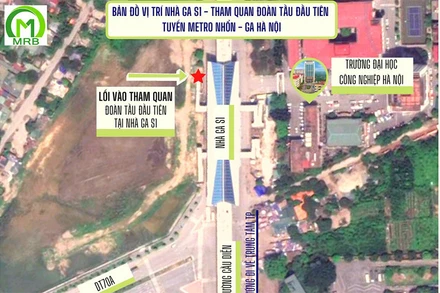 Sơ đồ hướng dẫn người dân đến tham quan đoàn tàu.