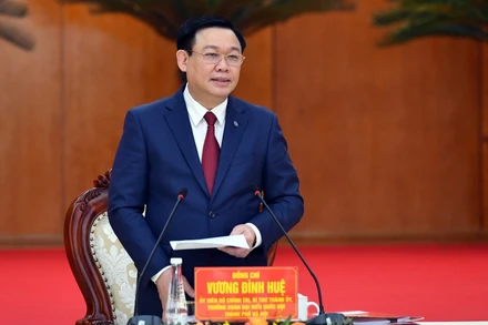 Đồng chí Vương Đình Huệ phát biểu kết luận tại buổi làm việc.