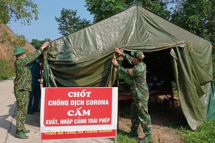 Chốt chống dịch tại Đồn Biên Phòng Na Hình, Lạng Sơn. 