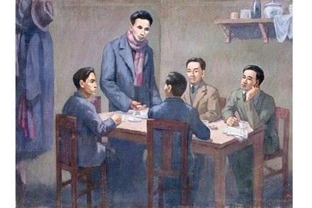 Hội nghị thống nhất thành lập Đảng - tranh của họa sĩ Phi Hoanh.