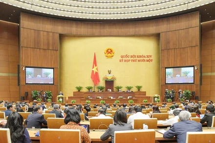 Quang cảnh phiên làm việc tại hội trường của Quốc hội sáng 25-3. Ảnh: quochoi.vn