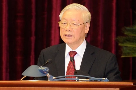 Tổng Bí thư, Chủ tịch nước Nguyễn Phú Trọng phát biểu bế mạc Hội nghị. (Ảnh: Đăng Khoa)