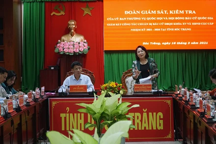 Phó Chủ tịch nước Đặng Thị Ngọc Thịnh phát biểu tại buổi làm việc với lãnh đạo tỉnh Sóc Trăng. 