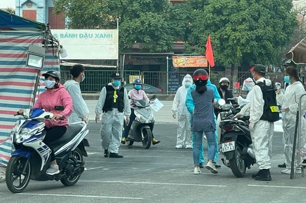 Thị trấn Lai Cách (Cẩm Giang, Hải Dương) trong thời gian thực hiện Chỉ thị 16 của Thủ tướng Chính phủ.