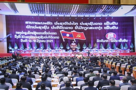 Đại hội đại biểu toàn quốc lần thứ XI của Đảng NDCM Lào họp từ ngày 13 - 15-1-2021. (Ảnh: Xuân Sơn)