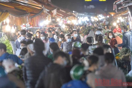 Chợ hoa nức tiếng Hà Thành nhộn nhịp trước ngày 8-3