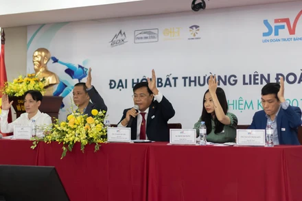 Đại biểu biểu quyết tại Đại hội bất thường SFV (Ảnh: LÊ BÍCH)