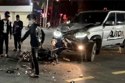 Hiện trường vụ tai nạn giao thông tại Hải Phòng, ngày 12-3, làm hai thiếu niên tử vong. (Ảnh: ATGT.VN)