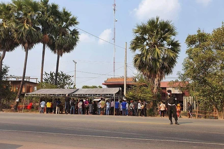 Một điểm kiểm soát tại Siem Reap. (Ảnh: Fresh News)