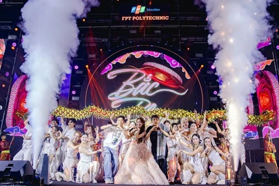 Hòa Minzy và các nghệ sĩ trẻ tại Happy Bee 15.