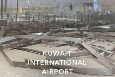Một góc sân bay quốc tế Kuwait bị phá hủy do ảnh hưởng của các cuộc không kích. (Ảnh: Đại sứ quán Việt Nam tại Kuwait)