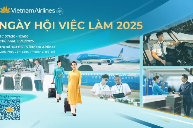 Ngày 16/11 tới, tại trụ sở 200 Nguyễn Sơn (Bồ Đề, Hà Nội), Vietnam Airlines tổ chức Ngày hội việc làm, sự kiện hướng nghiệp lớn nhất từ trước đến nay.