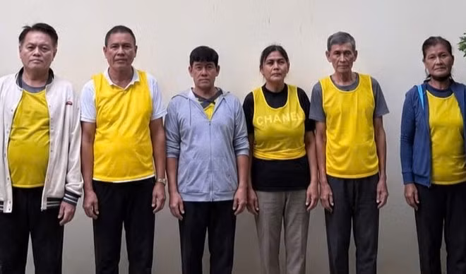 Các đối tượng tại cơ quan chức năng. (Ảnh: Công an cung cấp)